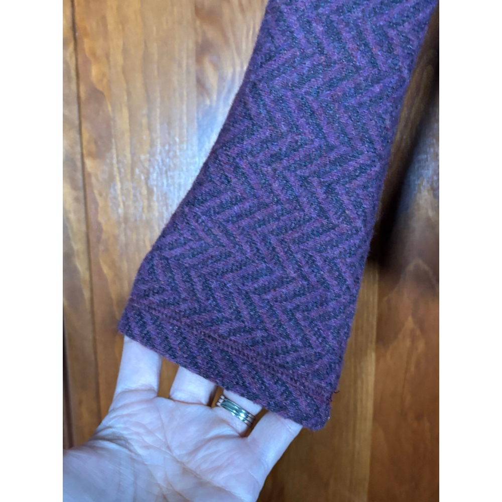 PrAna Mattea Pullover Sweater Knit Wool Blend Chevron Funnel Neck Red Plum W S - Picture 4 of 10